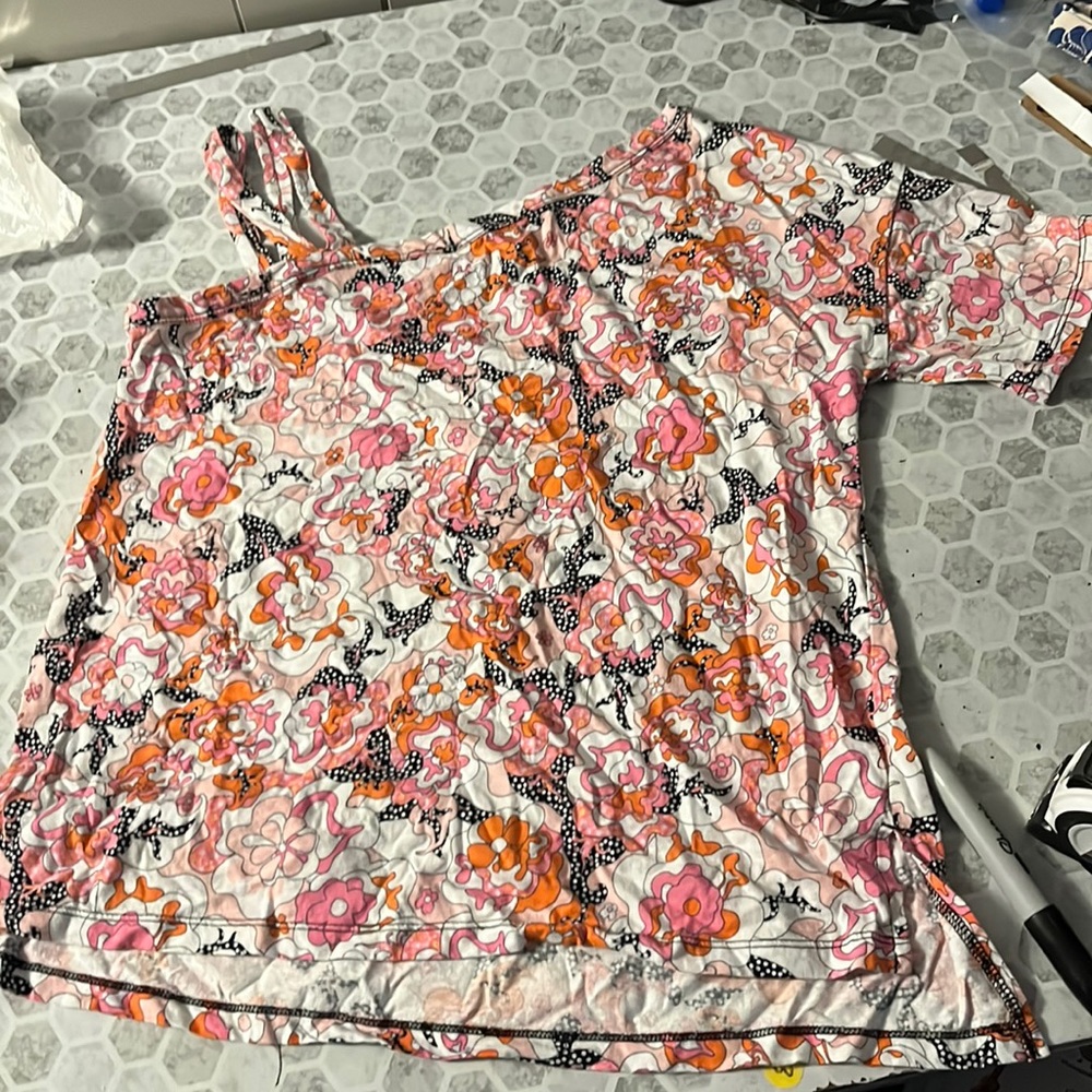 Cato Small Pink Floral Half Sleeveless Blouse